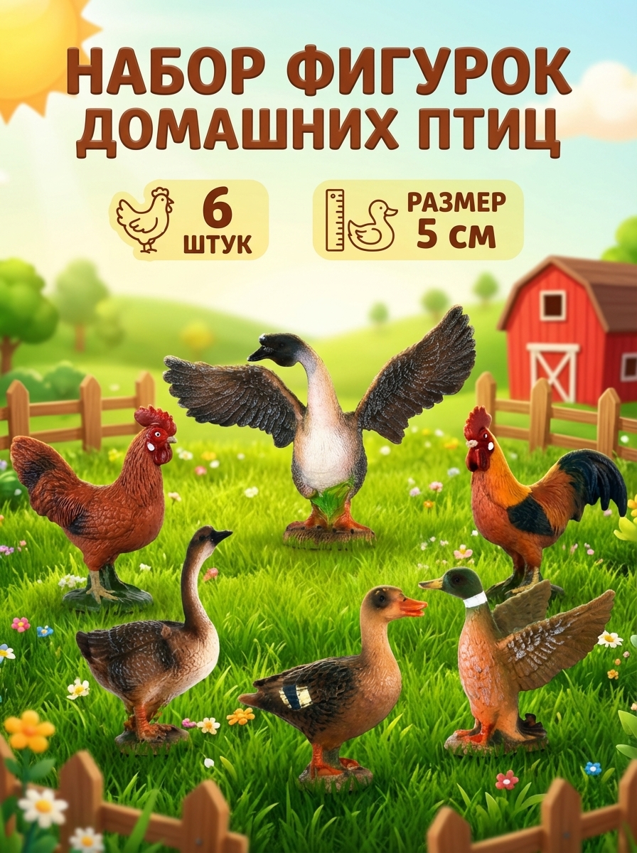 Домашние птицы.6 видов микс (к-т из 6 шт)
