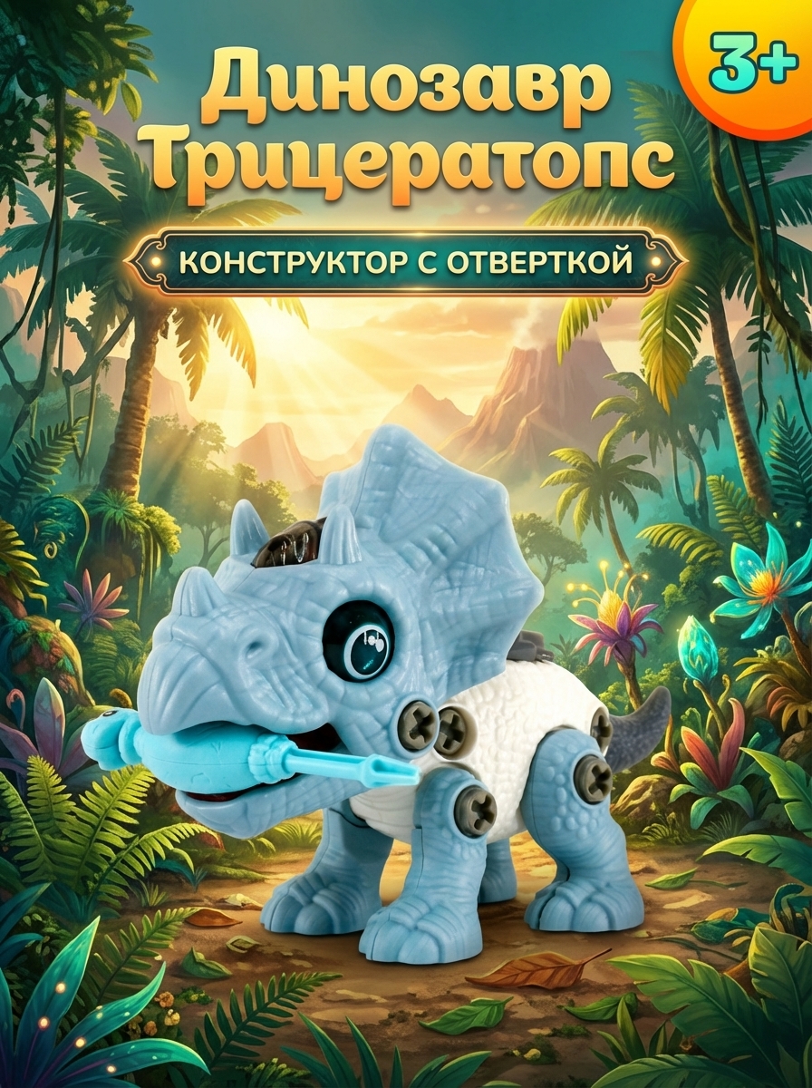 Динозавр - конструктор (собирайка), световые и звуковые эффекты