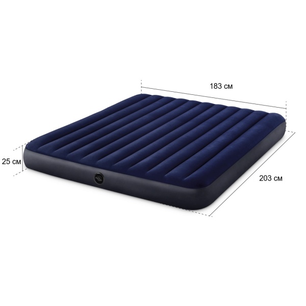 Матрас надувной 183x203x25см Classic Downy Air Mattress, Intex 