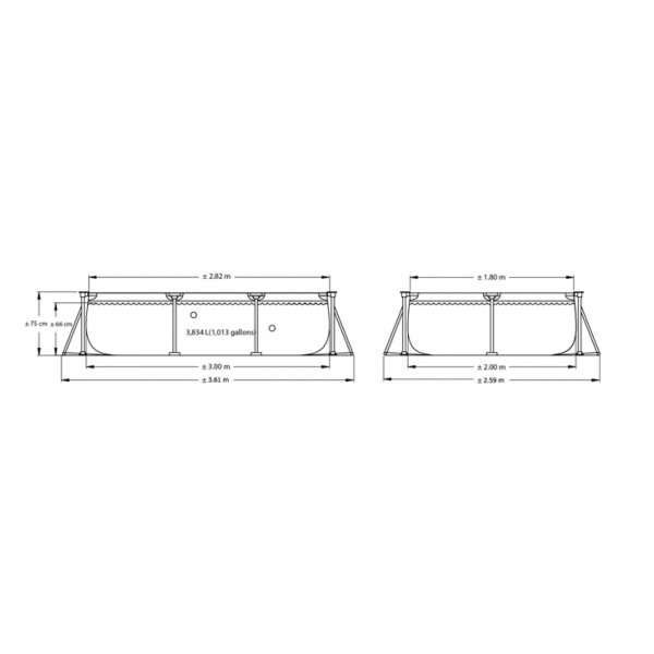 Бассейн каркасный прямоугольный 300х200х75 3834л серии Rectangular Frame Pool 28272 Intex