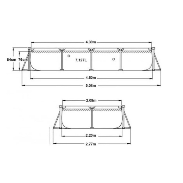 Бассейн каркасный прямоугольный 450х220х84, 7127 л, серии Rectangular Frame Pool 28273 Intex